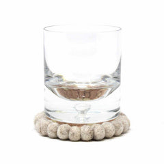 Hand Crafted Felt Ball Coasters from Nepal: 4-pack, Flower Pinks - Global Groove (T) - Global Groove