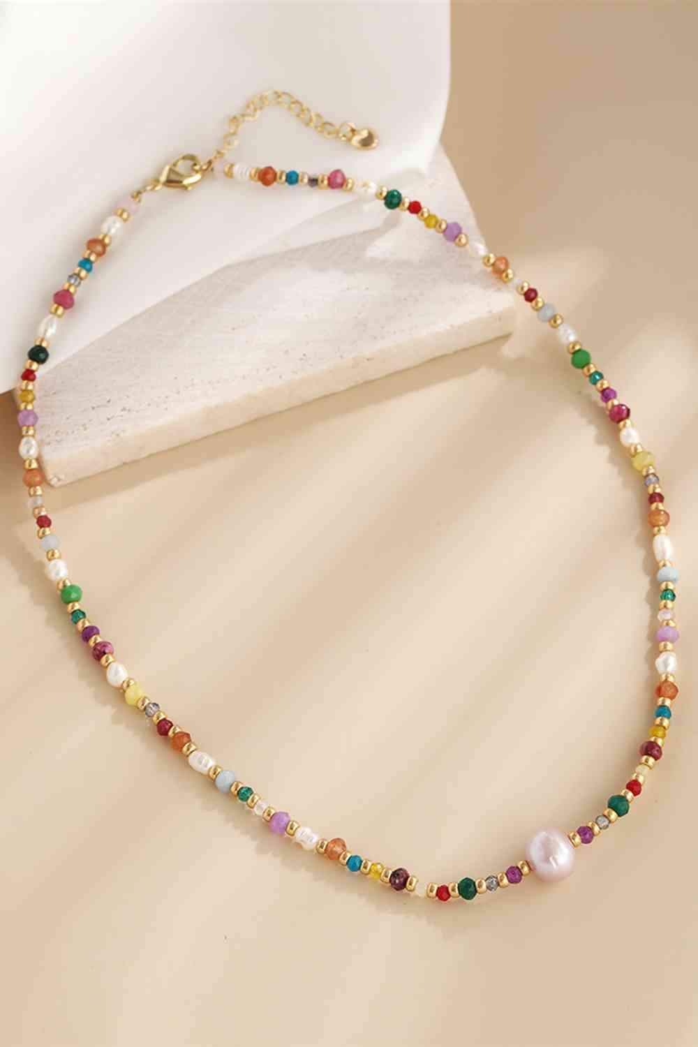 Multicolored Bead Necklace - Trendsi - Flyclothing LLC