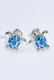 Opal Turtle Platinum-Plated Stud Earrings - Trendsi - Flyclothing LLC