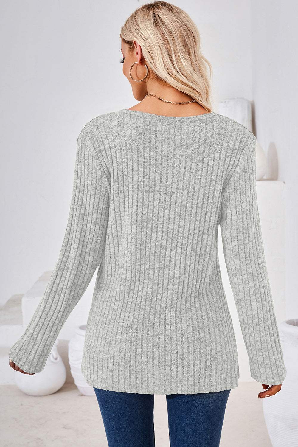 Round Neck Long Sleeve T-Shirt - Trendsi - Flyclothing LLC