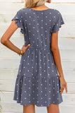Polka Dot V-Neck Flutter Sleeve Mini Dress - Trendsi