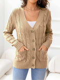 Button Down Cable-Knit Cardigan - Trendsi - Flyclothing LLC