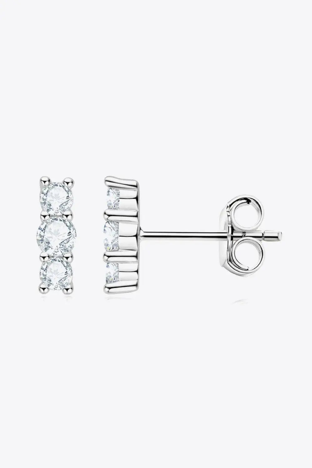 Heartbeat Rhythm 925 Sterling Silver Moissanite Stud Earrings - Trendsi - Flyclothing LLC
