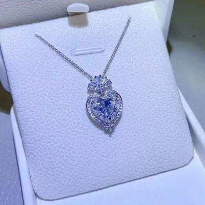 3 Carat Moissanite 925 Sterling Silver Heart Pendant Necklace - Trendsi - Flyclothing LLC