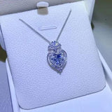 3 Carat Moissanite 925 Sterling Silver Heart Pendant Necklace - Trendsi