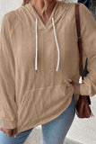 Textured Drawstring Kangaroo Pocket Hoodie - Trendsi - Flyclothing LLC