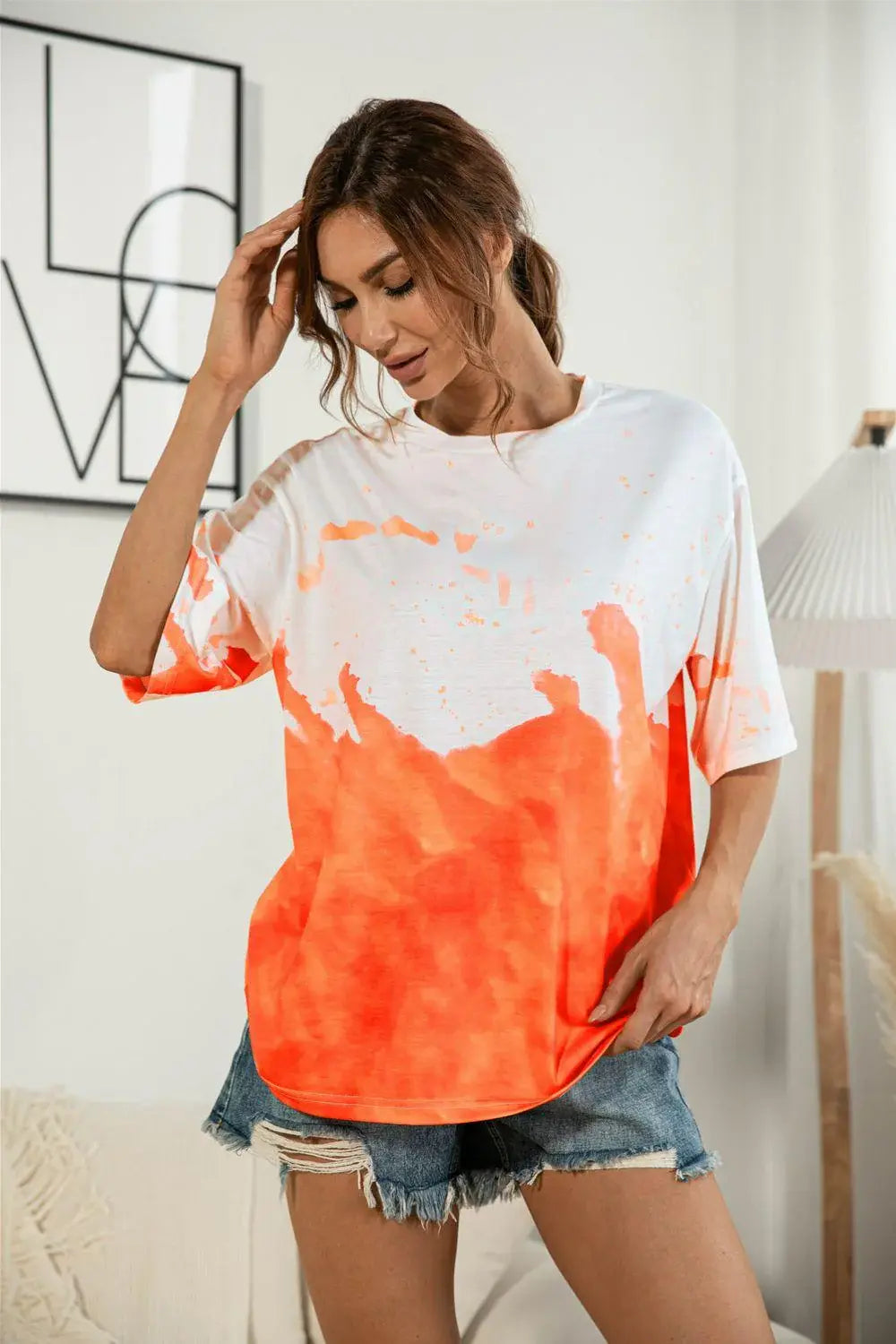 Tie-Dye Round Neck Tee Shirt - Trendsi - Flyclothing LLC