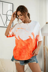 Tie-Dye Round Neck Tee Shirt - Trendsi - Flyclothing LLC