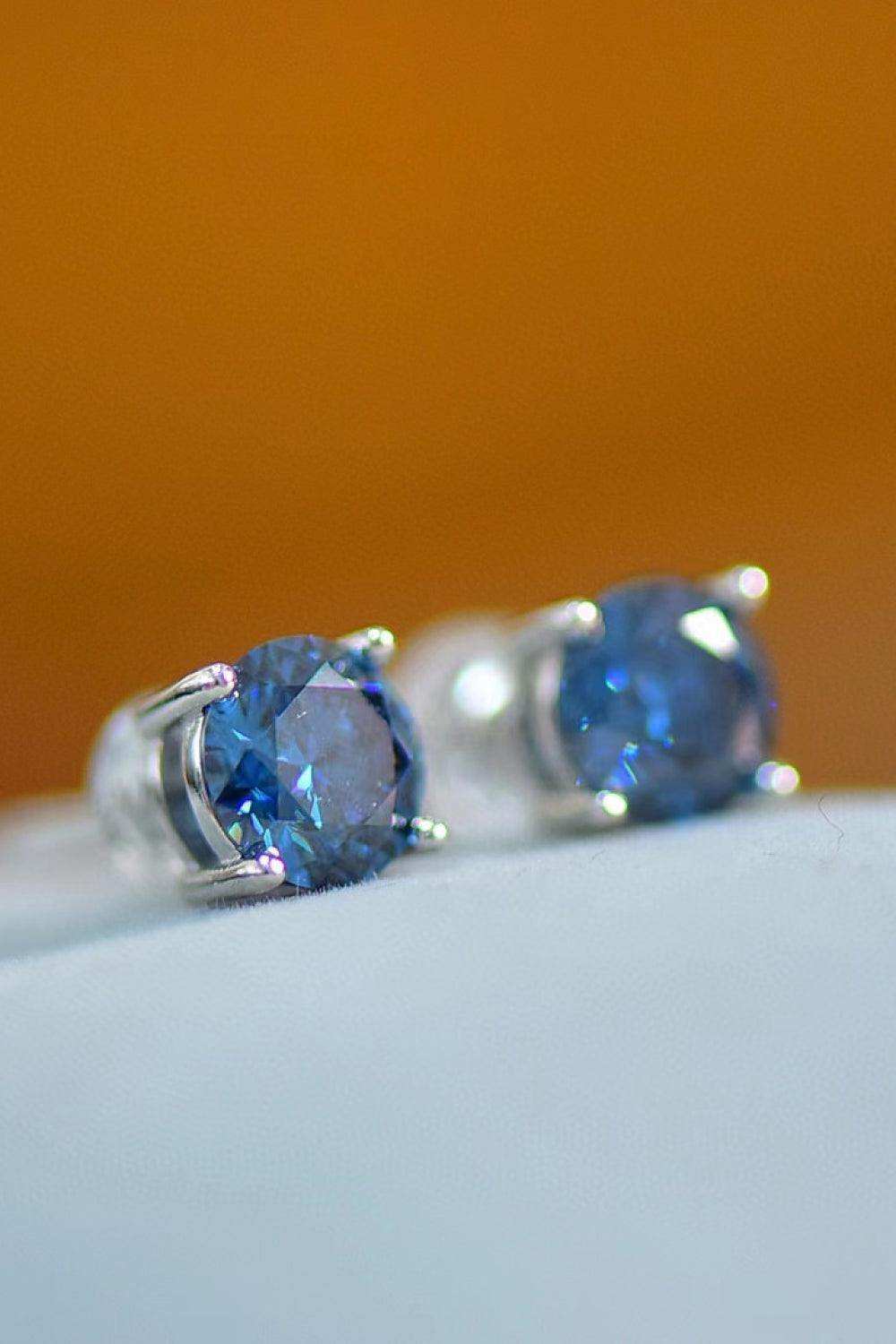 2 Carat Moissanite Four-Prong Platinum-Plated Earrings - Trendsi - Flyclothing LLC