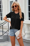 Round Neck Flounce Sleeve T-Shirt - Trendsi - Flyclothing LLC