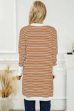 Striped Open Front Longline Cardigan - Trendsi - Flyclothing LLC