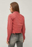 RISEN Raw Hem Button Up Cropped Denim Jacket - Trendsi - Flyclothing LLC
