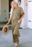 Short Sleeve Top and Pants Set - Trendsi - Flyclothing LLC