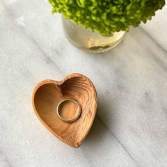 Petite Olive Wood Heart Trinket Bowls - Set of 2 - Jedando