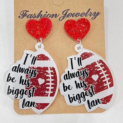 Heart Shape Sports Theme Acrylic Dangle Earrings - Trendsi