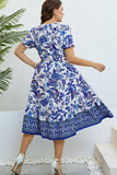 Floral Flounce Sleeve Surplice Dress - Trendsi