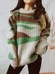 Color Block Round Neck Sweater - Trendsi