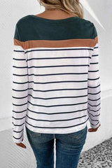 Striped Round Neck Long Sleeve T-Shirt - Trendsi - Flyclothing LLC