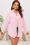 Dropped Shoulder Long Sleeve Shirts with Pocket - Trendsi - Flyclothing LLC