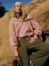 Half Zip Pocketed Dropped Shoulder Hoodie - Trendsi - Flyclothing LLC