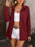 Button Up Dropped Shoulder Shirt - Trendsi - Flyclothing LLC