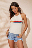 Rainbow Stripe Halter Neck Knit Tank - Trendsi - Flyclothing LLC