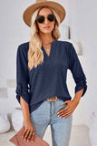 Notched Roll-Tab Sleeve T-Shirt - Trendsi - Flyclothing LLC