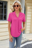 Eyelet Short Sleeve Blouse - Trendsi