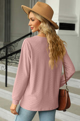 V-Neck Long Sleeve T-Shirt - Trendsi - Flyclothing LLC