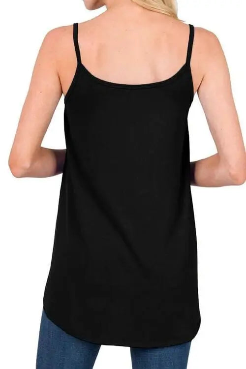 Full Size Spaghetti Strap V-Neck Flowy Tunic Cami - Trendsi - Flyclothing LLC