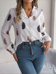 Button Up Printed Collared Neck Shirt - Trendsi