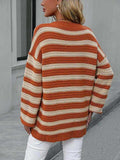 Striped Dropped Shoulder Sweater - Trendsi - Flyclothing LLC