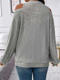 Round Neck Cold Shoulder Sweater - Trendsi - Flyclothing LLC