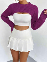 Distressed Long Sleeve Cropped Sweater - Trendsi - Flyclothing LLC