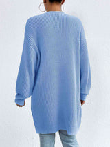 Open Front Dropped Shoulder Slit Cardigan - Trendsi - Flyclothing LLC