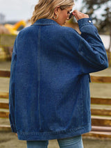Dropped Shoulder Denim Jacket with Pockets - Trendsi - Flyclothing LLC
