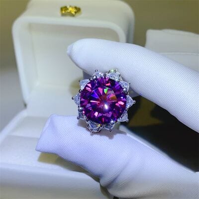 10 Carat Moissanite 925 Sterling Silver Flower Shape Ring - Trendsi