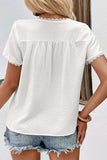 Textured Lace Trim Tee Shirt - Trendsi - Flyclothing LLC