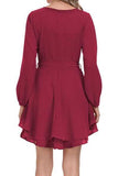 Tied Surplice Balloon Sleeve Layered Dress - Trendsi - Flyclothing LLC