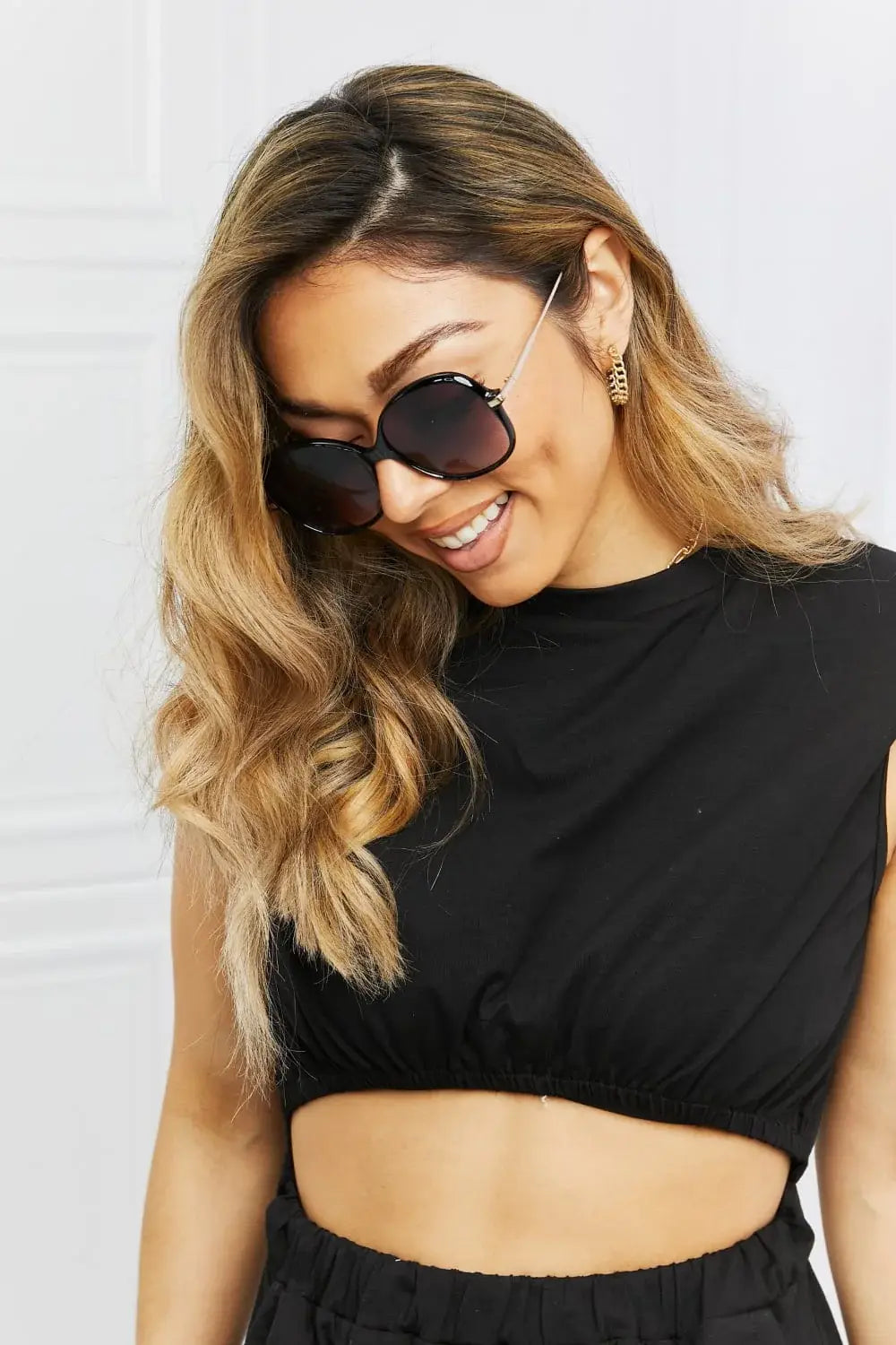 Metal-Plastic Hybrid Full Rim Sunglasses - Trendsi - Flyclothing LLC