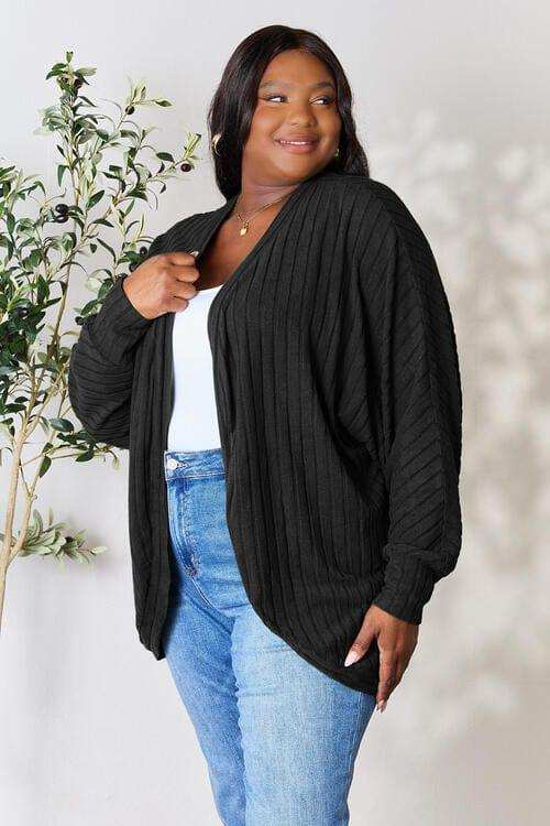 Basic Bae Full Size Ribbed Cocoon Cardigan - Trendsi - Flyclothing LLC