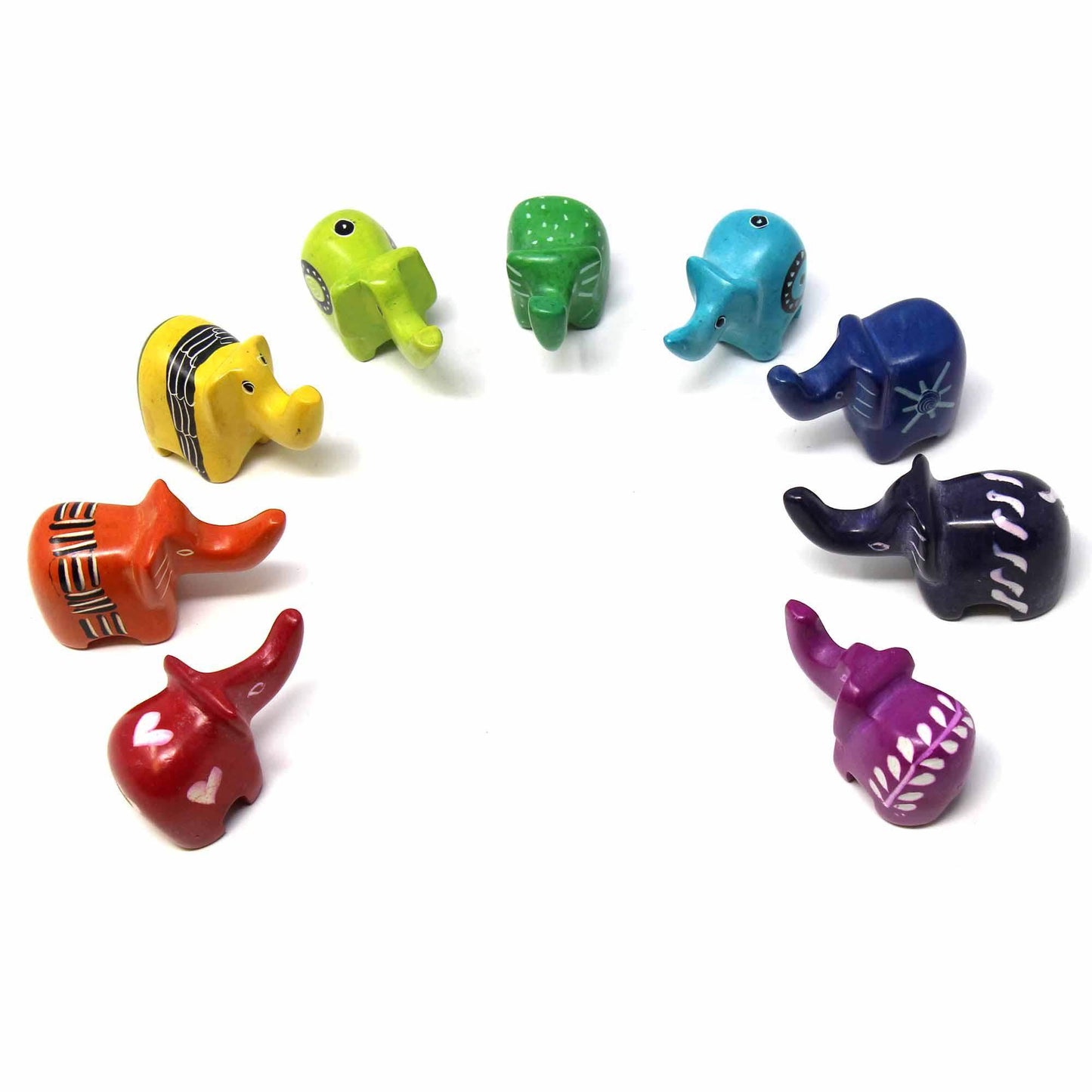 Soapstone Tiny Elephants - Assorted Pack of 5 Colors - SMOLArt - Flyclothing LLC
