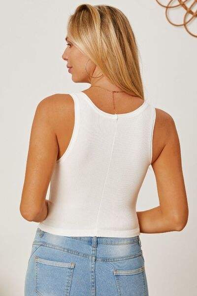 Square Neck Wide Strap Tank - Trendsi - Flyclothing LLC