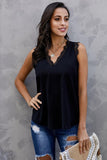 Eyelash Lace V-Neck Tank Top - Trendsi