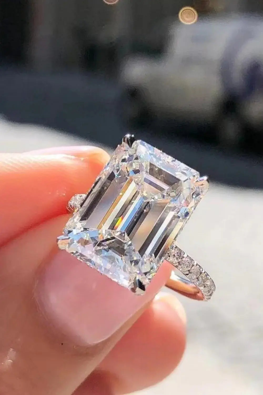 5 Carat Moissanite Side Stone Ring - Trendsi - Flyclothing LLC
