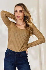 Basic Bae Full Size Ribbed Long Sleeve T-Shirt - Trendsi - Flyclothing LLC