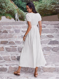 Ruffled Square Neck Short Sleeve Dress - Trendsi