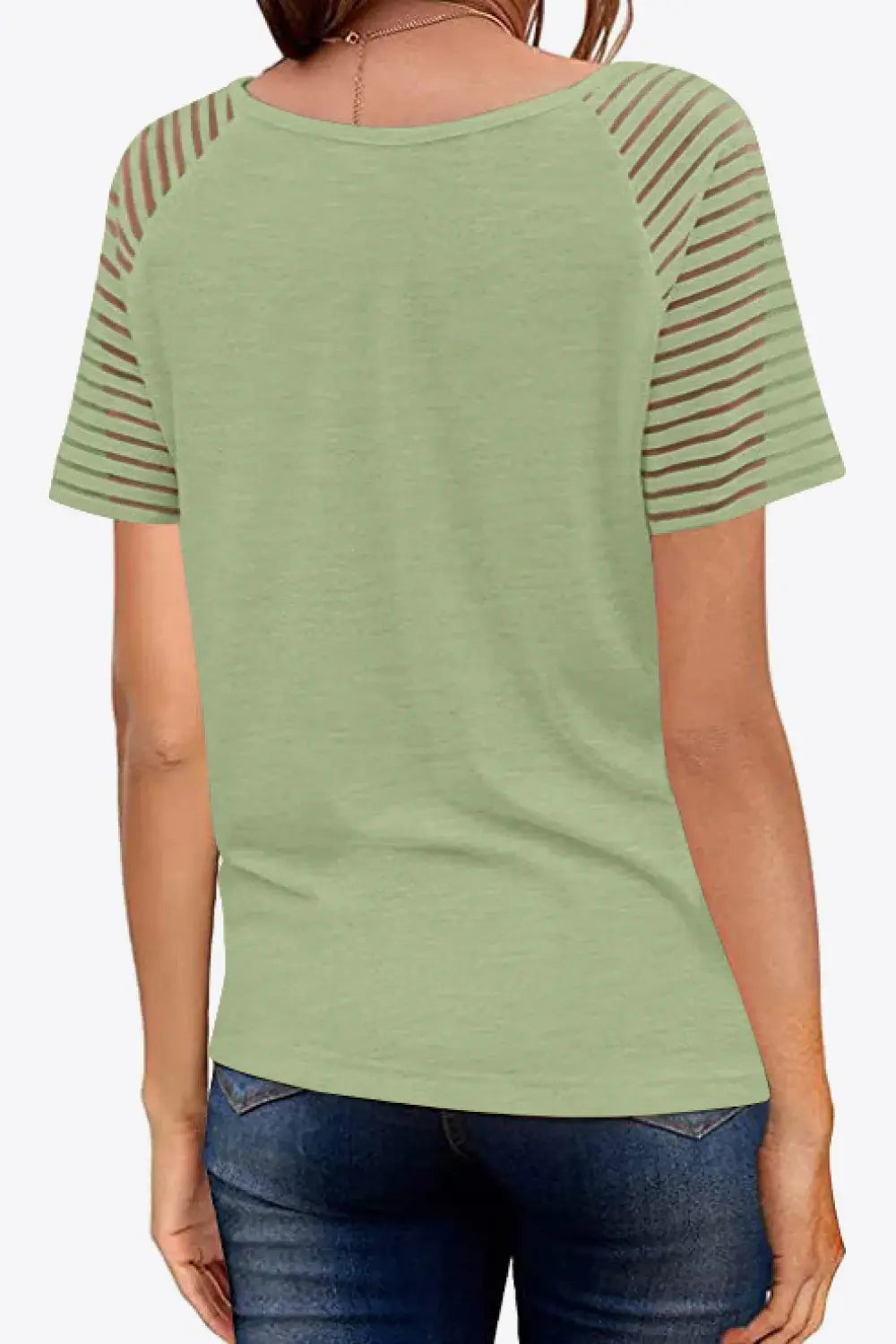 V-Neck Raglan Sleeve Tee - Trendsi - Flyclothing LLC