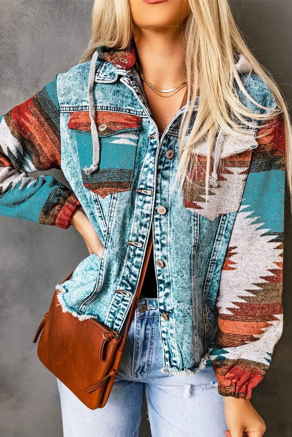 Drawstring Hooded Pocketed Denim Jacket - Trendsi - Flyclothing LLC