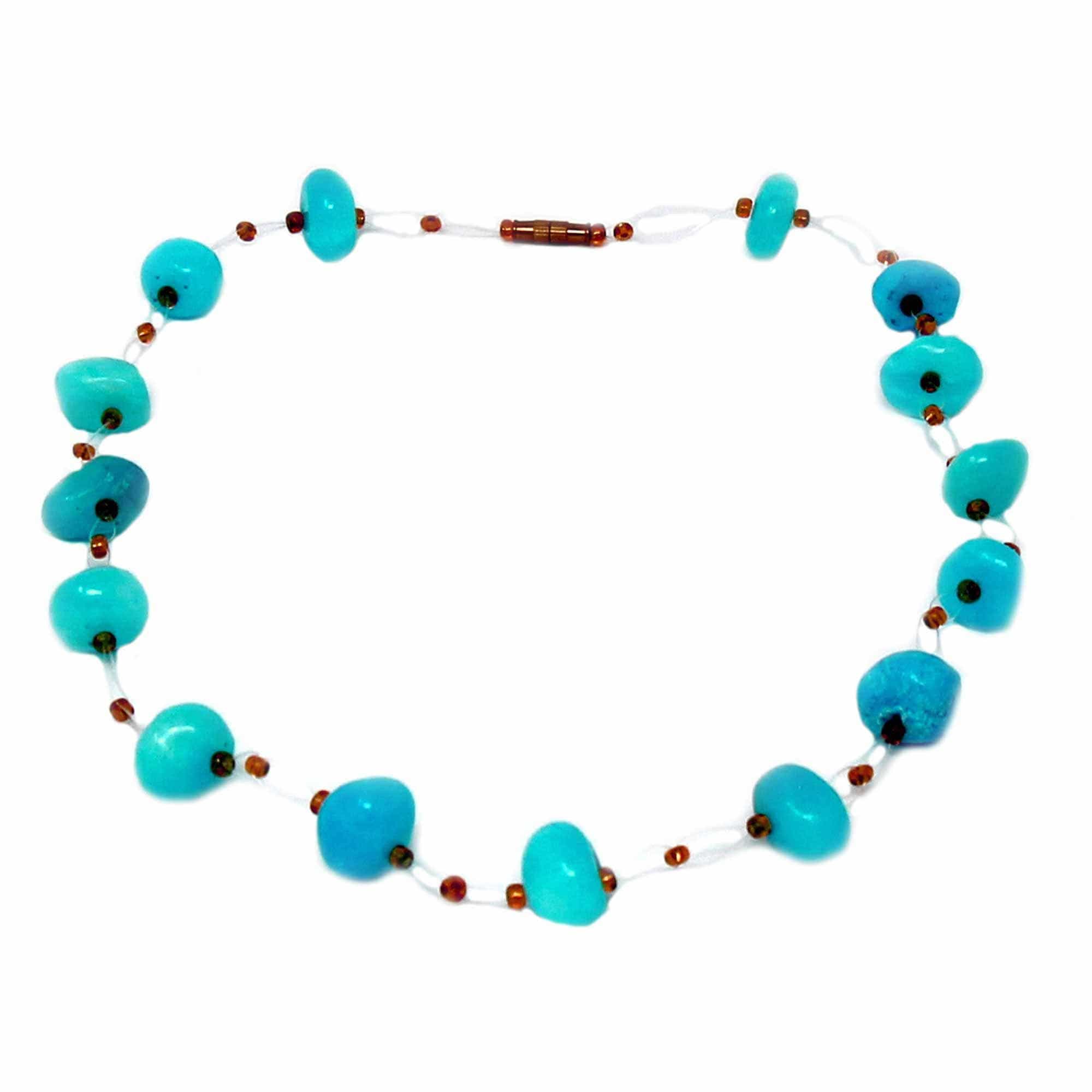 Floating Stone & Maasai Bead Necklace, Turquoise - Jedando